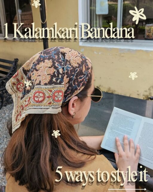 One bandana, so many ways to wear it. 

A little Machilipatnam Kalamkari, a lot of personality. made by artisans of Andhra Pradesh and styled your way.

Neck, hair, bag… or however you like it. 

Which one’s your favourite?

DM us to get yours. 🤎